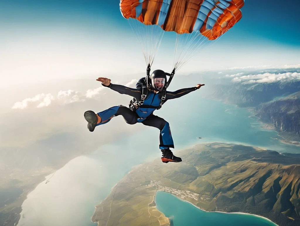 Skydiver mid-air, experiencing the ultimate thrill of skydiving as part of a 2025 adventure.