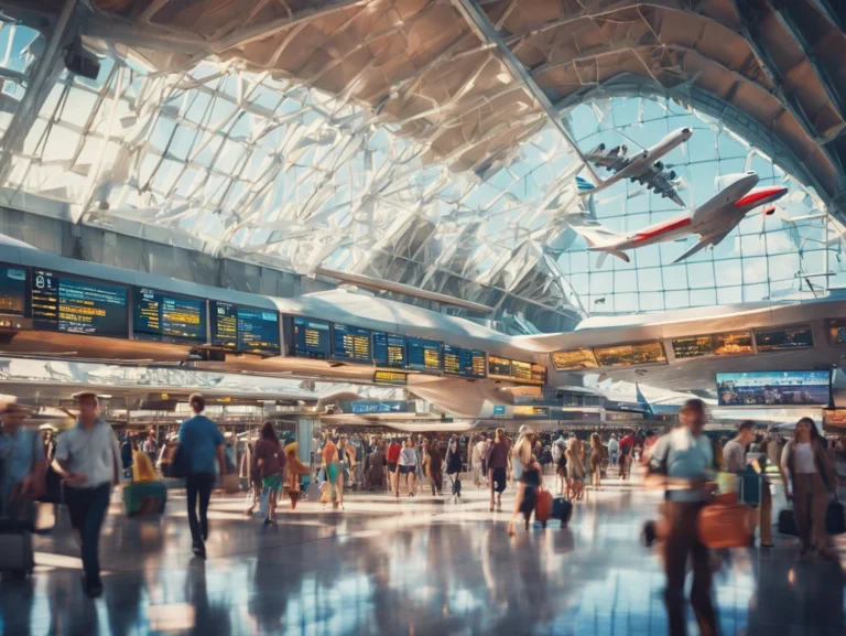 Aerial view of Australia's top airports, showcasing modern terminals and busy runways, ready for travelers to begin their journeys.