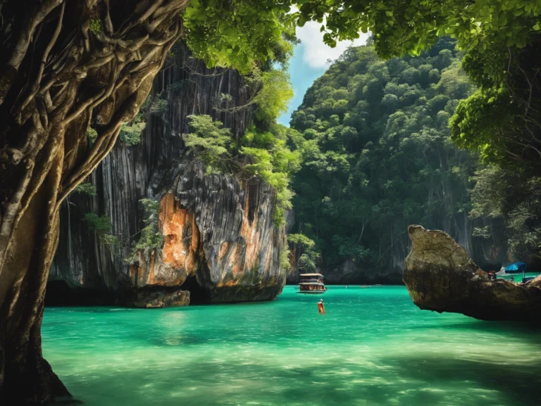 Stunning view of Phuket’s crystal-clear beaches, vibrant nightlife, and lush tropical landscape.